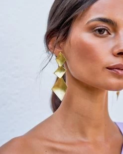 Pendientes Rombos Grandes Dorado De Tiahra