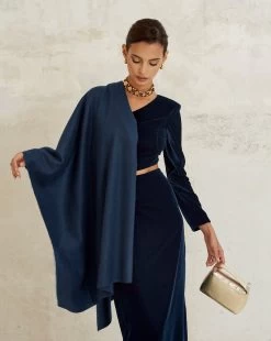 Chal De Mohair Azul Marino