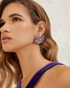 Pendientes Fleur Lila De Sita Nevado